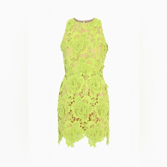 Adelyn Rae Cassie 3D Crochet Dress Lime Green M - Picture 4 of 6